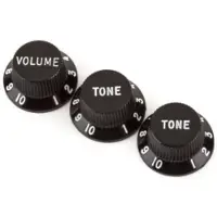 Fender Stratocaster Knobs 1 Volume 2 Tone Black