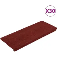 vidaXL Tapis d'escalier auto-adhésifs 30 pcs rouge 65x22,5x3,5 cm