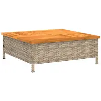 vidaXL Table de jardin beige 70x70x25 cm rotin et acacia