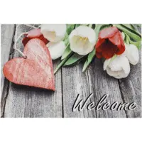 Tarres Paillasson Fleurs Cœur Welcome Design Floral Accueillant Et Absorbant -
