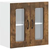 vidaXL Armoire de cuisine suspendue avec porte vitrée Kalmar Chêne fumé Matériau dérivé du bois