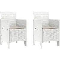 vidaXL Chaise de jardin avec coussins, lot de 2, blanc, 53 x 49 x 85 cm, polypropylène