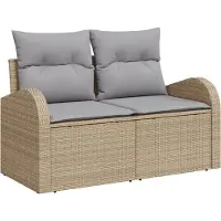 vidaXL Canapé de jardin avec coussins Beige 124 x 62 x 69cm Poly-Rattan