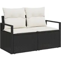 vidaXL Canapé de jardin avec coussins 120 x 62 x 69 cm Poly-Rattan