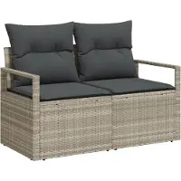 vidaXL Canapé de jardin avec coussins 120 x 62 x 69 cm Poly-Rattan
