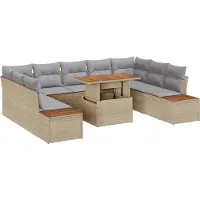 vidaXL Ensemble de canapés de jardin , 10 pièces, beige, en polyrotin