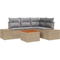 vidaXL Ensemble de canapés de jardin , 5 pièces, beige, en polyrotin