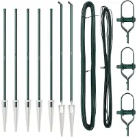 vidaXL Poteaux de clôture 7 pcs Vert Ø32mm 160 cm Acier galvanisé