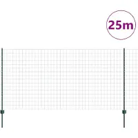 vidaXL Clôture européenne avec poteaux, 25 x 1,2 m, acier revêtu de PVC, couleur verte