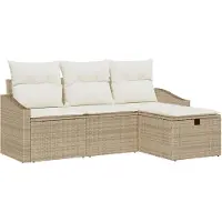 vidaXL Ensemble de salon , 4 pièces, beige, en résine tressée