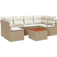 vidaXL Ensemble de canapés de jardin , 7 pièces, beige et crème, en polyrotin