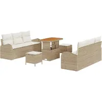 vidaXL Ensemble de salon de jardin , 9 pièces, 8 places, couleur beige