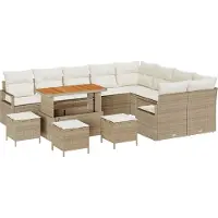 vidaXL Ensemble de salon de jardin , 13 pièces, 12 places, couleur beige