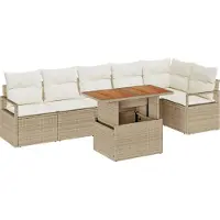 vidaXL Ensemble de salon de jardin , 7 pièces, beige, en résine tressée