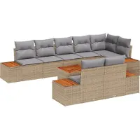 vidaXL Ensemble de canapé de jardin avec coussins 8 pcs Beige et gris clair Polyrattan