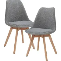 En.casa Chaise de salle à manger 'Fläten' set de 2 chaises rembourrées Bouclé Gris