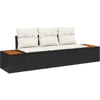 vidaXL Ensemble de salon de jardin , comprenant 3 pièces, de couleur noire et crème