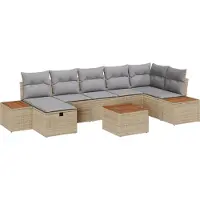 vidaXL Ensemble de canapés de jardin , 8 pièces, beige, en polyrotin