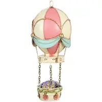 Clayre & Eef Figurine de décoration Ballon à air chaud Ø 14x29 cm Rose Beige Métal