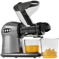Kitchenbrothers Slowjuicer XL - Presse-agrumes - Presse-légumes et fruits - Alimentation 43 mm et 70 mm - 500 ml - Gris