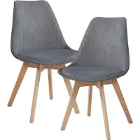 En.casa Chaise de salle à manger 'Fläten' Lot de 2 Chaise rembourrée Cordon Gris