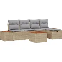 vidaXL Ensemble de canapés de jardin , 6 pièces, beige, en polyrotin