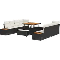 vidaXL Ensemble de canapés de jardin , 11 pièces, 10 places, noir, en résine tressée