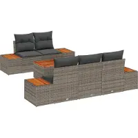 vidaXL Ensemble de salon de jardin , 6 pièces, gris, en résine tressée