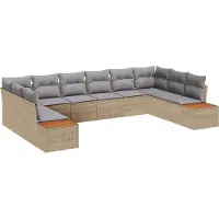 vidaXL Ensemble de canapés de jardin , 10 pièces, couleur beige et gris clair