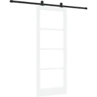 vidaXL Porte coulissante ORKDAL blanche 83 x 211 cm en pin massif et verre