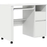 vidaXL Table sur roulettes, blanche, en bois composite, 91 x 50 x 77 cm