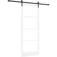 vidaXL Porte coulissante ORKDAL, blanche, 93 x 232 cm, en pin massif et verre