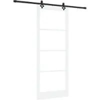 vidaXL Porte coulissante blanche 93 x 232 cm en pin massif et verre