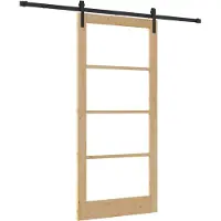 vidaXL Porte coulissante ORKDAL Nature 93 x 202 cm en pin massif et verre