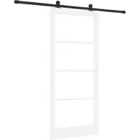 vidaXL Porte coulissante ORKDAL, blanche, 93 x 211 cm, en pin massif et verre