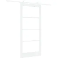 vidaXL Porte coulissante ORKDAL blanche 93 x 202 cm en pin massif et verre