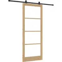 vidaXL Porte coulissante ORKDAL Nature 93 x 232 cm en pin massif et verre