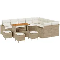 vidaXL Ensemble de canapés de jardin , 13 pièces, 10 places, beige et crème