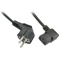 Lindy Câble d'alimentation 2m coudé IEC Schuko à C13 (2 m), Câble d'alimentation, Noir