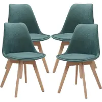 En.casa Chaise de salle à manger 'Fläten' (lot de 4) Chaise rembourrée Cordon vert foncé