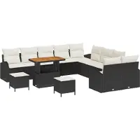 vidaXL Ensemble de salon de jardin , 13 pièces, 12 places, couleur noire