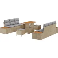 vidaXL Ensemble de canapés de jardin , 9 pièces, 8 places, couleur beige, en polyrotin