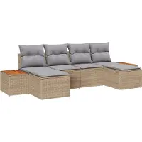 vidaXL Ensemble de canapé de jardin , 6 pièces, en polyrotin beige et gris clair