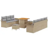 vidaXL Ensemble de canapé de jardin avec coussins avec coussins 10 pcs Beige et gris clair