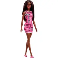 Ginza.se Mattel T7439 ; HRH08 - Poupée Chic en robe rose avec inscription (afro-américaine) - % VOL %