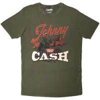 Johnny Cash Hommes, T-shirt, Desert Cowboy Stone Wash, Vert, (L)