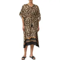 Comma Robe beige / marron / noir