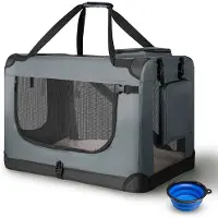 Juskys Boîte de transport pliante pour chien / Banc Lassie S - Gris - 34 x 50 x 36 cm