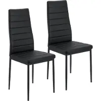 Juskys Chaise de salle à manger moderne Loja - 2 pièces - Noir - Cuir synthétique