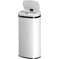 Juskys Poubelle automatique / Poubelle à déchets / Poubelle à détecteur - 70 litres - Blanc - Rectangle